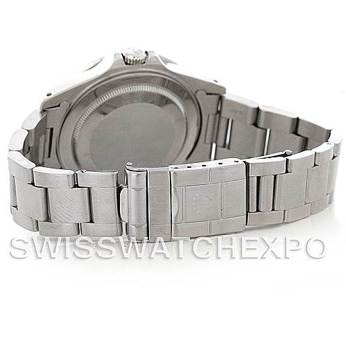 The image shows the back view of a Rolex GMT-Master 16710 Men's Stainless Steel Black Dial 16710 Men's Stainless Steel Black Dial watch, highlighting the case back and bracelet.