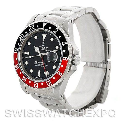 The image displays a Rolex GMT-Master 16710 Men's Stainless Steel Black Dial 16710 Men's Stainless Steel Black Dial watch at a slight angle showcasing the bezel, face, crown, and bracelet.