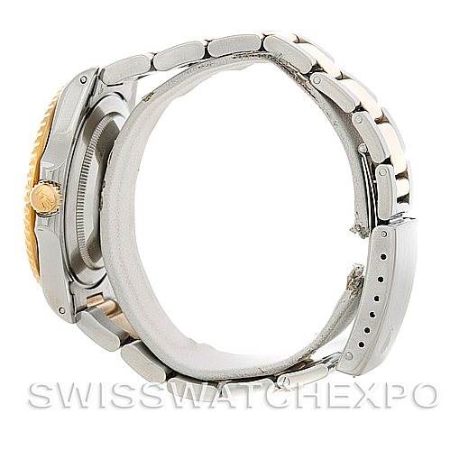 The image shows a Rolex GMT-Master 16713 Men's Stainless Steel Champagne Dial 16713 Men's Stainless Steel Champagne Dial watch viewed from the side, highlighting the bracelet and clasp.