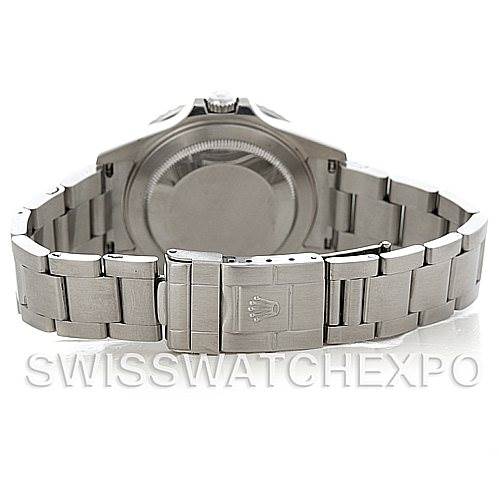 This image shows the back view of a Rolex GMT-Master 16710 Men's Stainless Steel Black Dial 16710 Men's Stainless Steel Black Dial watch, highlighting the case back, bracelet, and clasp.