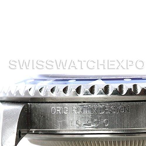 The image shows a close-up side view of the casing and bezel teeth of a Rolex GMT-Master 16700 Men's Stainless Steel Black Dial 16700 Men's Stainless Steel Black Dial watch.