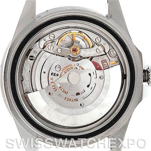 This image shows the inner mechanism and movement of a Rolex GMT-Master 16700 Men's Stainless Steel Black Dial 16700 Men's Stainless Steel Black Dial watch from the back, with the case back removed.