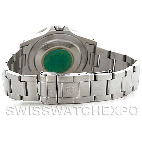 This image shows the back of the Rolex GMT-Master 16700 Men's Stainless Steel Black Dial 16700 Men's Stainless Steel Black Dial watch, focusing on the clasp and bracelet.