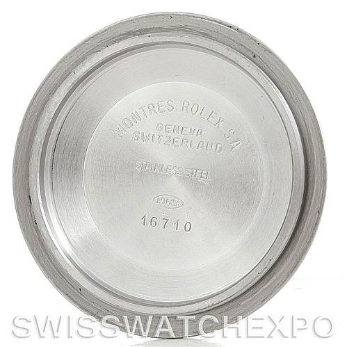 This image shows the inside case back of a Rolex GMT-Master 16713 Men
s Stainless Steel Brown Dial 16713 Men
s Stainless Steel Brown Dial watch with the model number 16710.