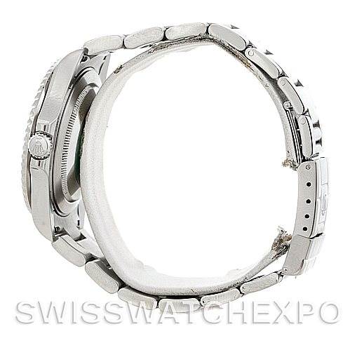 The image shows a side view of the Rolex GMT-Master 16710 Men's Stainless Steel Black Dial 16710 Men's Stainless Steel Black Dial watch, highlighting the case, bezel, and metal bracelet.