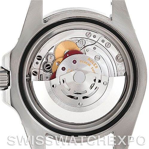 The image shows the inner mechanism and components of a Rolex GMT-Master 116710 Men's Stainless Steel Black Dial 116710 Men's Stainless Steel Black Dial watch from the back view.