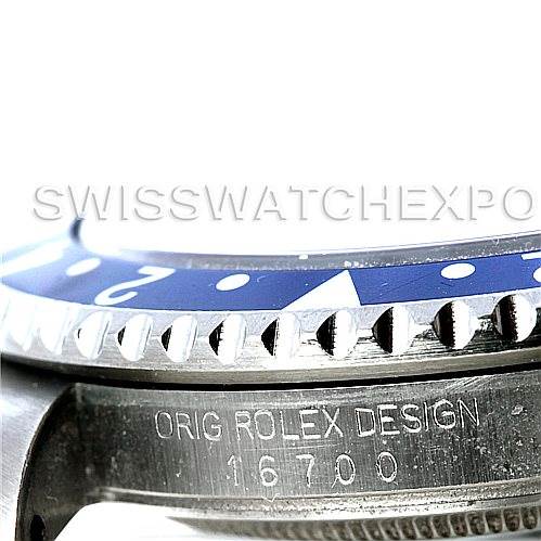 The image shows a close-up angled view of the bezel and case side of a Rolex GMT-Master 16700 Men's Stainless Steel Black Dial 16700 Men's Stainless Steel Black Dial watch, displaying the model number 16700.