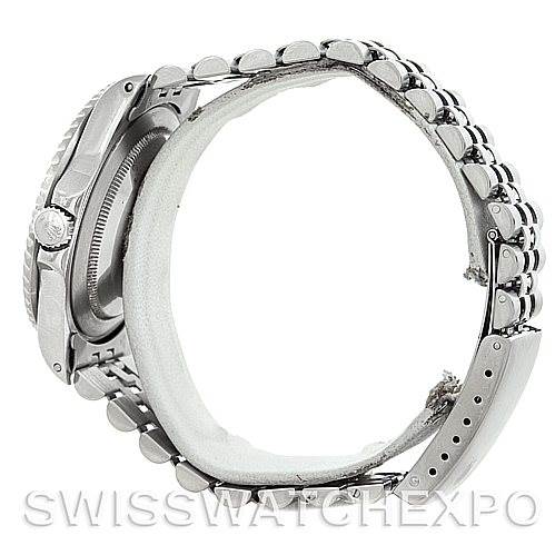 The image shows a side view of the Rolex GMT-Master 16700 Men's Stainless Steel Black Dial 16700 Men's Stainless Steel Black Dial watch, highlighting the case and bracelet.