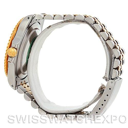 The image shows a side-angle view of a Rolex GMT-Master 16713 Men's Stainless Steel Champagne Dial 16713 Men's Stainless Steel Champagne Dial, highlighting the bracelet and clasp, as well as part of the case and crown.