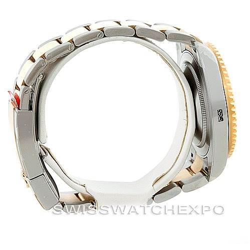 This image shows the side view of a Rolex GMT-Master 116713 Men's Stainless Steel Black Dial 116713 Men's Stainless Steel Black Dial watch, highlighting its bracelet and case.