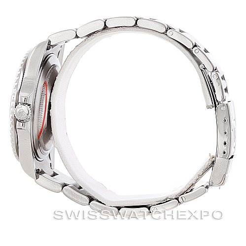 The image shows a side view of a Rolex GMT-Master 16710 Men's Stainless Steel Black Dial 16710 Men's Stainless Steel Black Dial watch, highlighting its bracelet links and side profile of the case.