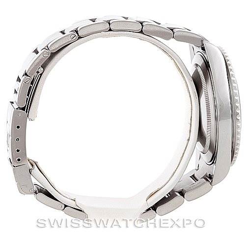 This image shows a side view of the Rolex GMT-Master 16710 Men's Stainless Steel Black Dial 16710 Men's Stainless Steel Black Dial watch, highlighting its case and bracelet.