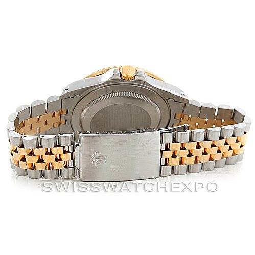 This image shows the back case and bracelet of a Rolex GMT-Master 16713 Men's Stainless Steel Brown Dial 16713 Men's Stainless Steel Brown Dial watch, taken from a rear angle.