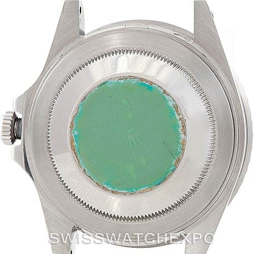 The image shows the back case of a Rolex GMT-Master 16710 Men's Stainless Steel Black Dial 16710 Men's Stainless Steel Black Dial watch, displaying the case back, crown, and lugs.