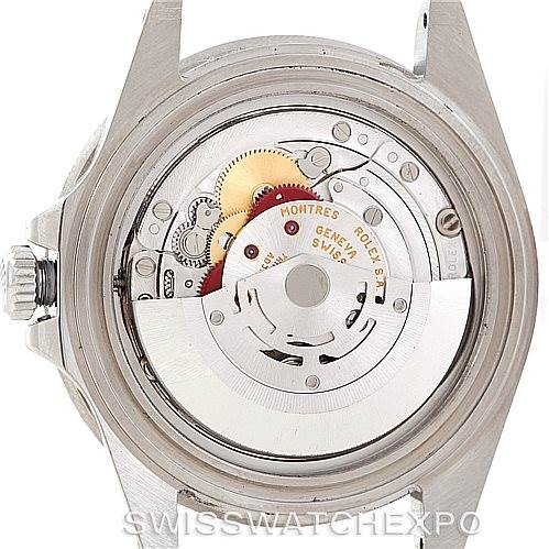 This image shows the back view of a Rolex GMT-Master 16710 Men's Stainless Steel Black Dial 16710 Men's Stainless Steel Black Dial watch, showcasing its internal movement mechanism.