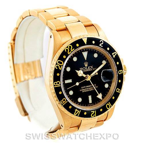 The image shows a Rolex GMT-Master 16758 Men's Stainless Steel Black Dial 16758 Men's Stainless Steel Black Dial watch at a slight angle, highlighting the dial, bezel, bracelet, and part of the clasp.