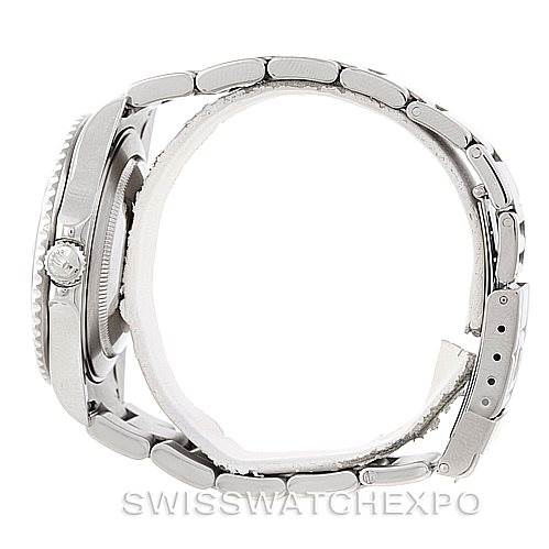 This image shows a side profile of the Rolex GMT-Master 16710 Men's Stainless Steel Black Dial 16710 Men's Stainless Steel Black Dial watch, highlighting its case, crown, and bracelet.