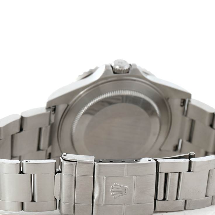 The image shows the back case and bracelet clasp of a Rolex GMT-Master 16710 Men's Stainless Steel Black Dial 16710 Men's Stainless Steel Black Dial watch from a rear angle.