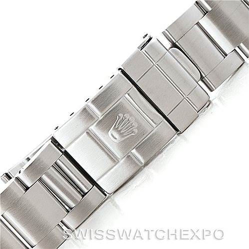 The image shows the clasp and part of the stainless steel bracelet of a Rolex GMT-Master 16710 Men's Stainless Steel Black Dial 16710 Men's Stainless Steel Black Dial watch.