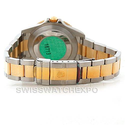 The image shows the back and bracelet of a Rolex GMT-Master 16713 Men's Stainless Steel Grey Dial 16713 Men's Stainless Steel Grey Dial watch, highlighting the clasp and caseback.