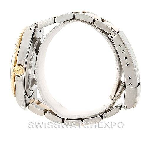 The image shows a side view of a Rolex GMT-Master 16713 Men's Stainless Steel Black Dial 16713 Men's Stainless Steel Black Dial watch, focusing on the crown, case, and bracelet.