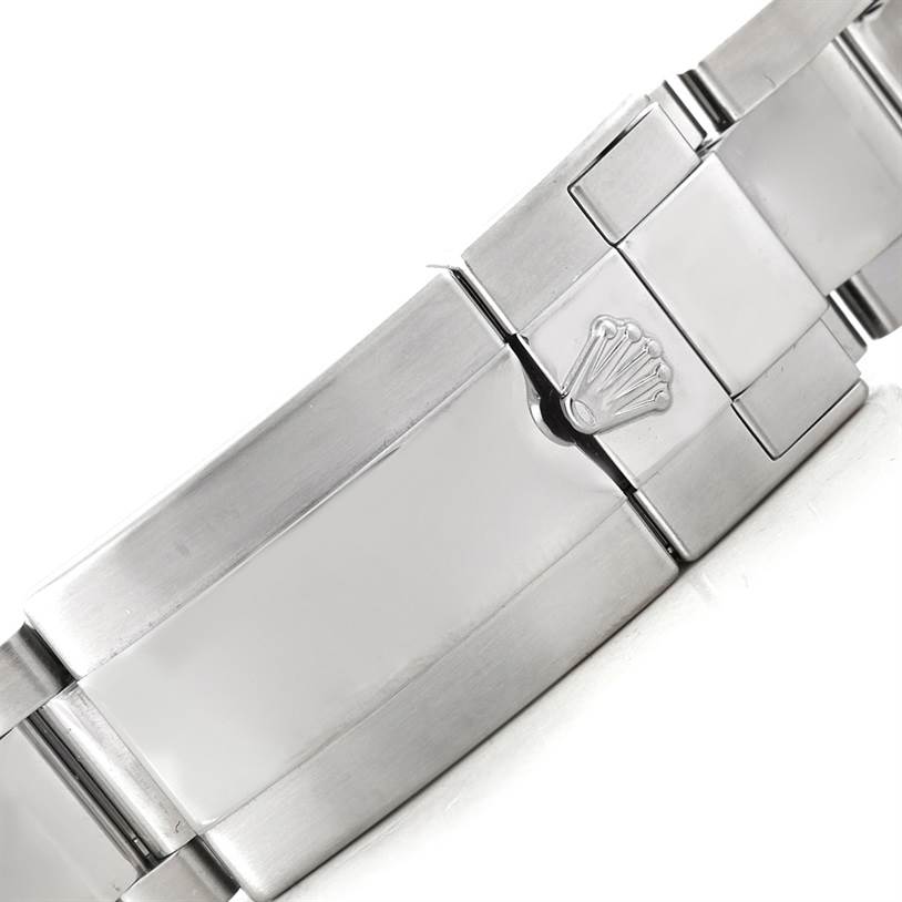 This image shows a close-up of the clasp on the bracelet of the Rolex GMT-Master 116710 Men's Stainless Steel Black Dial 116710 Men's Stainless Steel Black Dial watch.