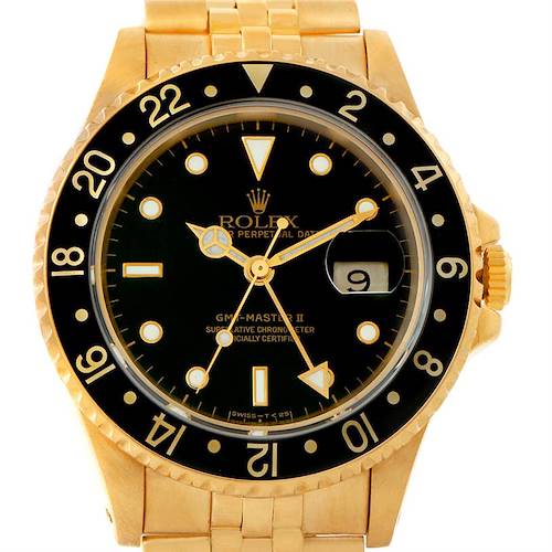 Photo of Rolex GMT Master II Mens 18k Yellow Gold Watch 16718