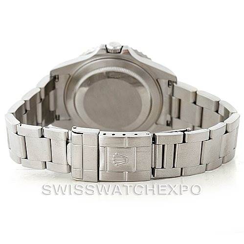 This image shows the back view of a Rolex GMT-Master 16710 Men's Stainless Steel Black Dial 16710 Men's Stainless Steel Black Dial watch, highlighting the bracelet and clasp.