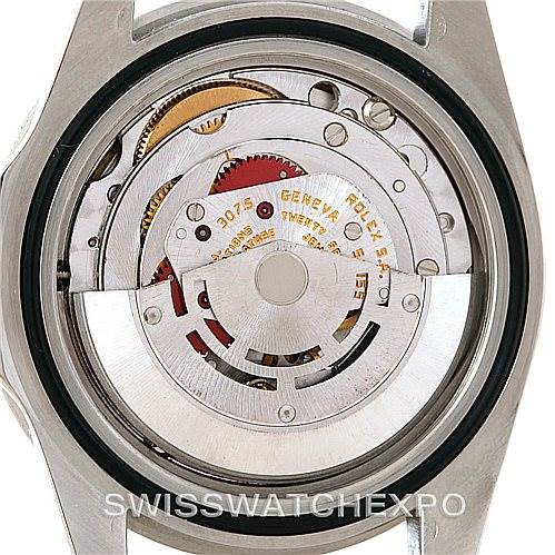 This image shows the movement mechanism of a Rolex GMT-Master 16750 Men's Stainless Steel Black Dial 16750 Men's Stainless Steel Black Dial watch, photographed from the back case.