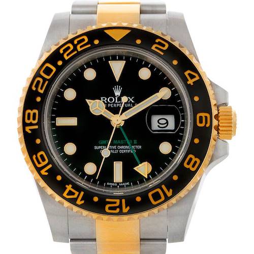 Photo of Rolex GMT Master II Mens 18k Gold Steel Watch 116713