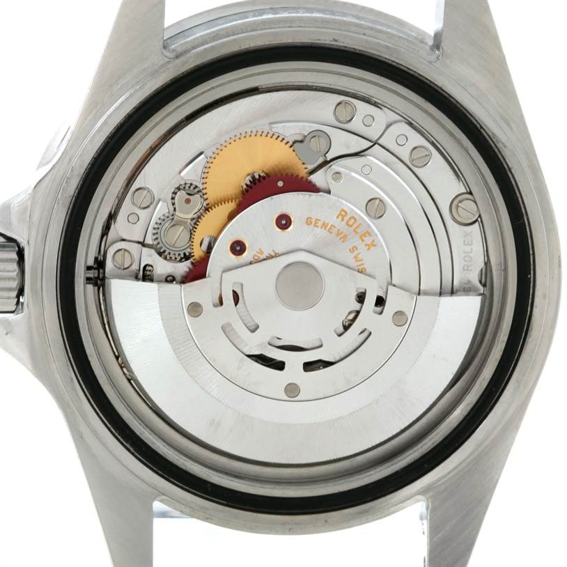This image shows the internal movement mechanism of a Rolex GMT-Master 16710 Men's Stainless Steel Black Dial 16710 Men's Stainless Steel Black Dial watch from the back.