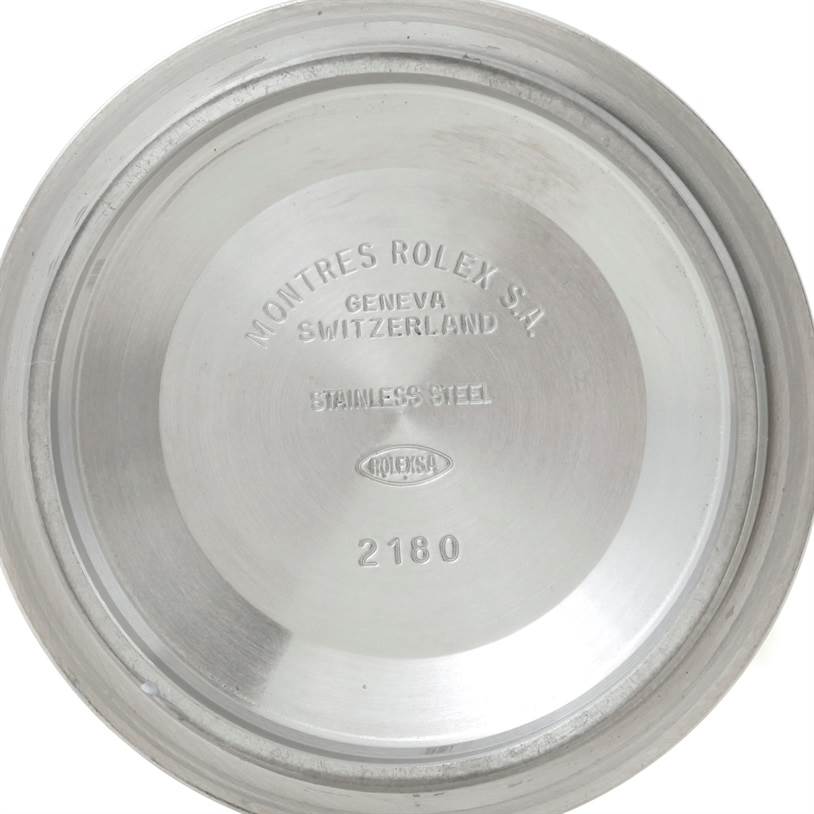 This is an inside view of the case back of a Rolex GMT-Master 16710 Men's Stainless Steel Black Dial 16710 Men's Stainless Steel Black Dial watch, showing its engravings.