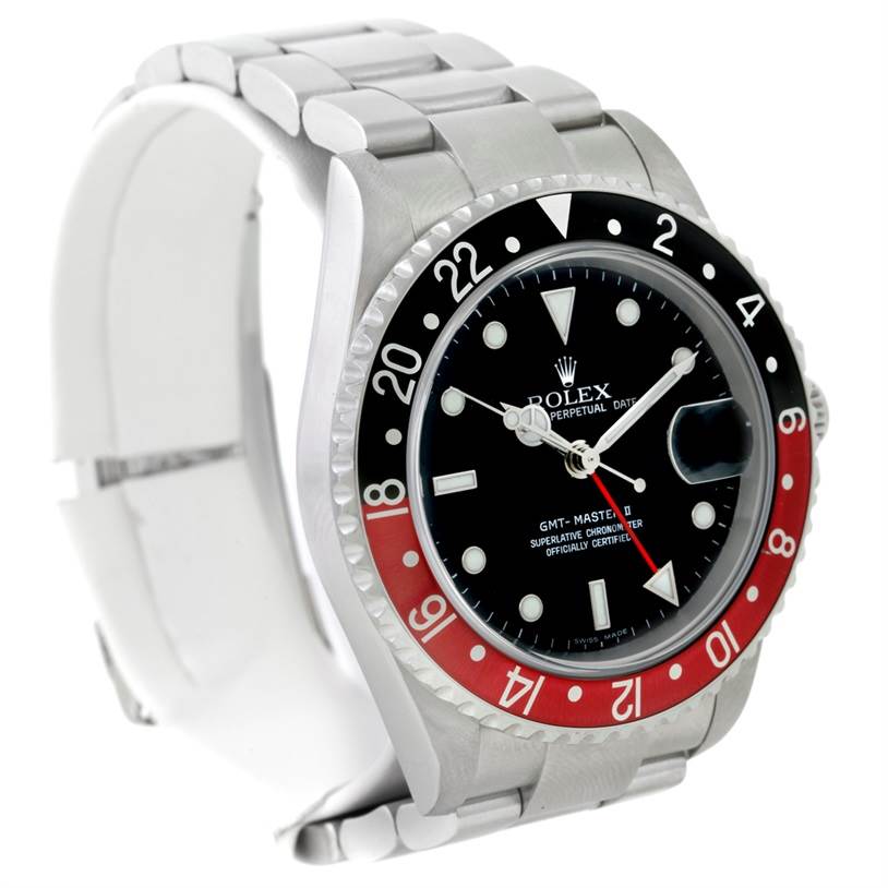 Rolex GMT-Master 16710 Men's Stainless Steel Black Dial 16710 Men's Stainless Steel Black Dial watch showing the front view, including the dial, bezel, and part of the bracelet.