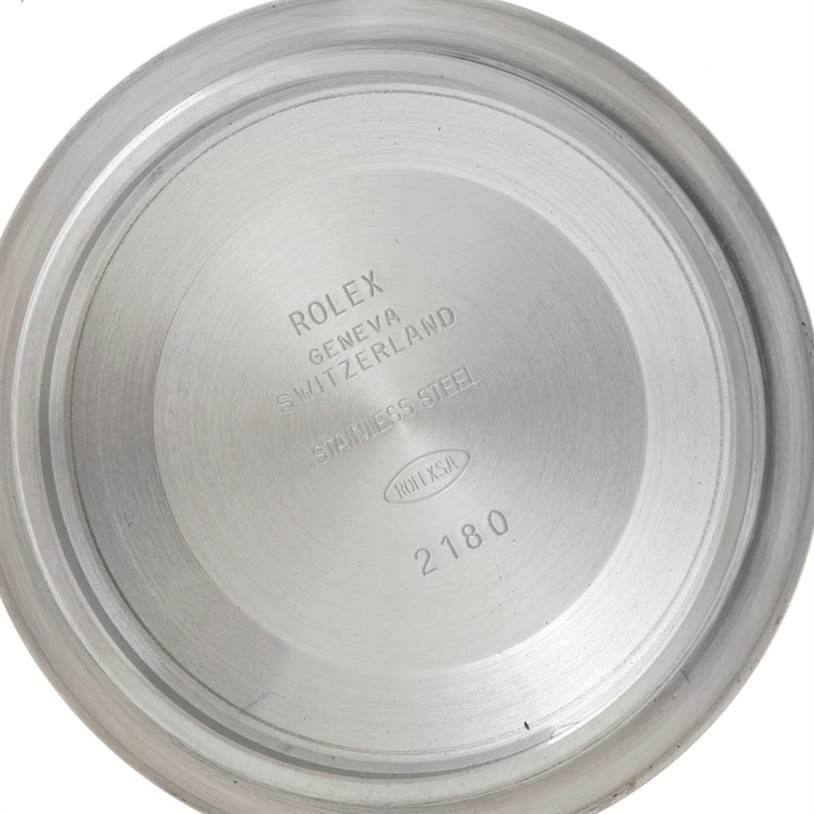 This image shows the stainless steel case back of a Rolex GMT-Master 16710 Men's Stainless Steel Black Dial 16710 Men's Stainless Steel Black Dial watch.