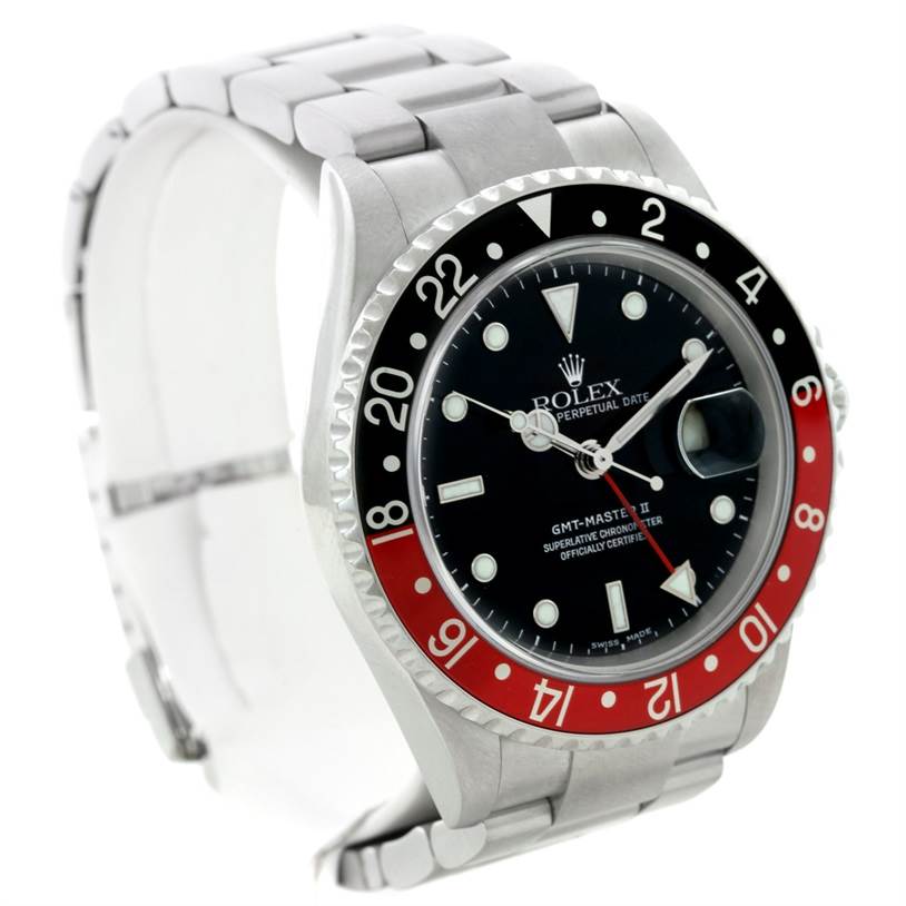 The image shows a Rolex GMT-Master 16710 Men's Stainless Steel Black Dial 16710 Men's Stainless Steel Black Dial watch at a three-quarter angle, highlighting the bezel, dial, bracelet, and crown.