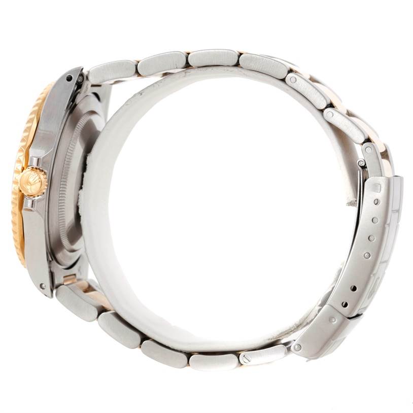 The image shows a side profile angle of a Rolex GMT-Master 16713 Men's Stainless Steel Brown Dial 16713 Men's Stainless Steel Brown Dial watch, highlighting the case, bezel, crown, and bracelet.