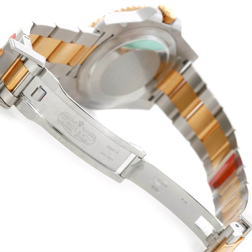 The image shows the bracelet and clasp of a Rolex GMT-Master 116713 Men's Stainless Steel Black Dial 116713 Men's Stainless Steel Black Dial watch from a partially open angle.