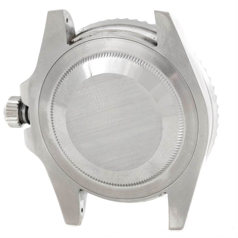 This image shows the back case and lugs of the Rolex GMT-Master 116710 Men
s Stainless Steel Black Dial 116710 Men
s Stainless Steel Black Dial watch, viewed from the back.