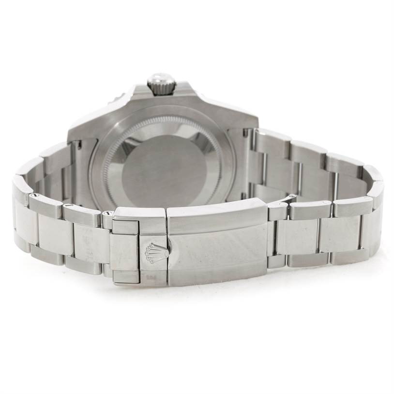 The image shows the back view of a Rolex GMT-Master 116710 Men's Stainless Steel Black Dial 116710 Men's Stainless Steel Black Dial watch, highlighting the case back and bracelet clasp.