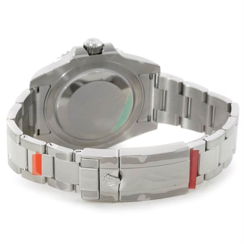 This image shows the back view of a Rolex GMT-Master 116710 Men's Stainless Steel Black Dial 116710 Men's Stainless Steel Black Dial watch, highlighting the case back and metal bracelet with the clasp.