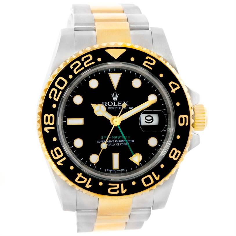 Rolex GMT Master II Mens 18k Gold Steel Watch 116713 Box Papers ...
