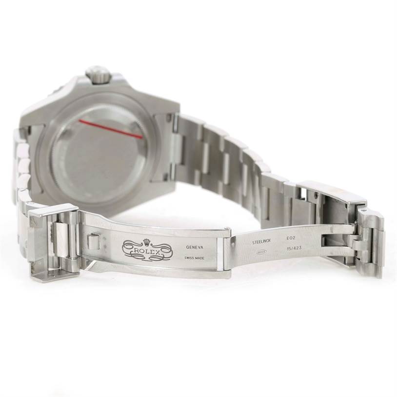 The image shows the back view of a Rolex GMT-Master 116710 Men's Stainless Steel Black Dial 116710 Men's Stainless Steel Black Dial watch, focusing on the opened clasp and bracelet.