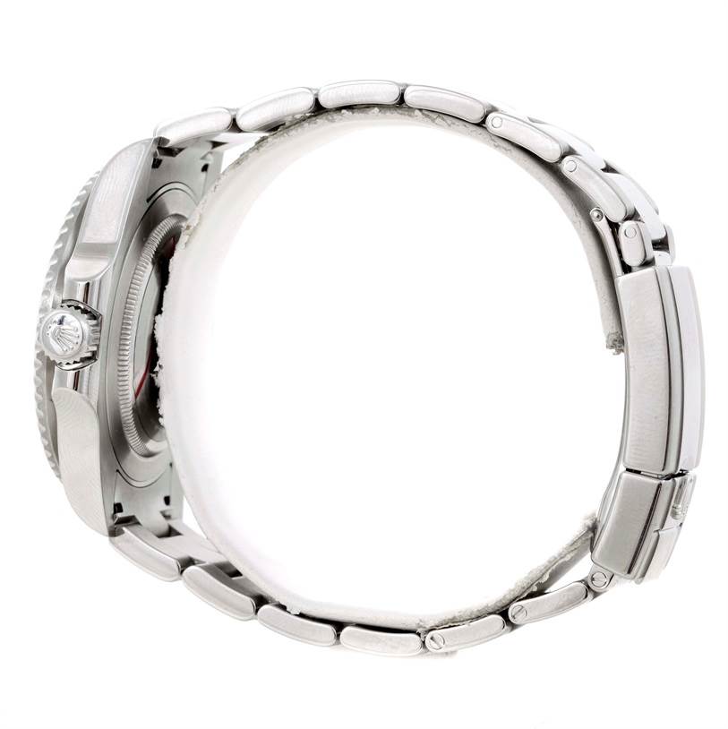 This image shows a side view of the Rolex GMT-Master 116710 Men's Stainless Steel Black Dial 116710 Men's Stainless Steel Black Dial watch, highlighting the crown, case, and bracelet.