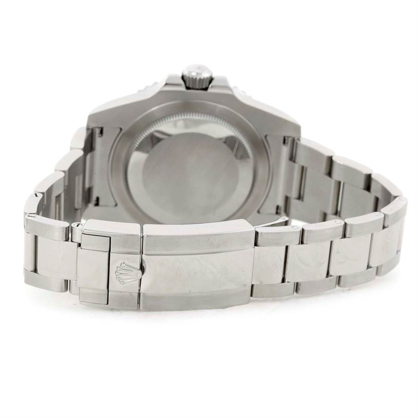 This image shows the back case and bracelet of a Rolex GMT-Master 116710 Men's Stainless Steel Black Dial 116710 Men's Stainless Steel Black Dial watch, viewed from the rear.