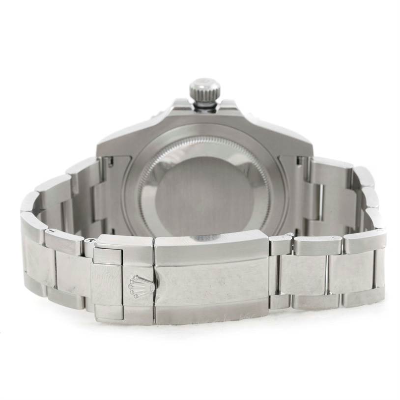 The image shows the back and bracelet clasp of a Rolex GMT-Master 116710 Men's Stainless Steel Black Dial 116710 Men's Stainless Steel Black Dial watch, viewed from the rear.