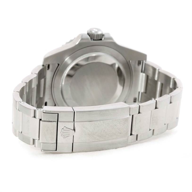 The image shows the back and clasp of a Rolex GMT-Master 116710 Men's Stainless Steel Black Dial 116710 Men's Stainless Steel Black Dial watch from a rear angle.