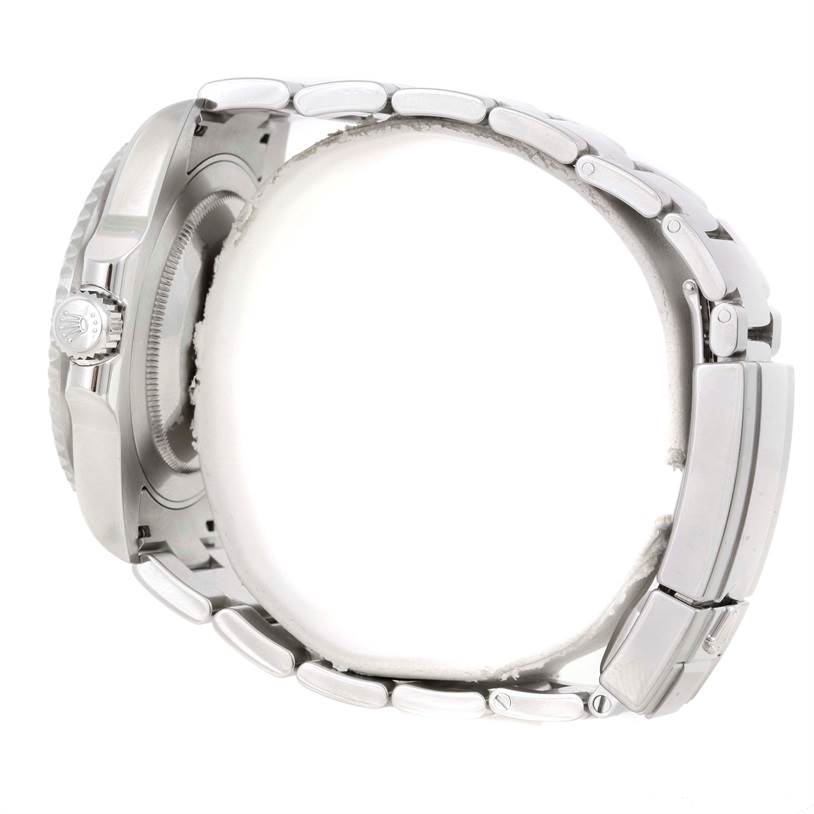 The image shows a side view of the Rolex GMT-Master 116710 Men's Stainless Steel Black Dial 116710 Men's Stainless Steel Black Dial watch, highlighting the bracelet links, clasp, and crown.