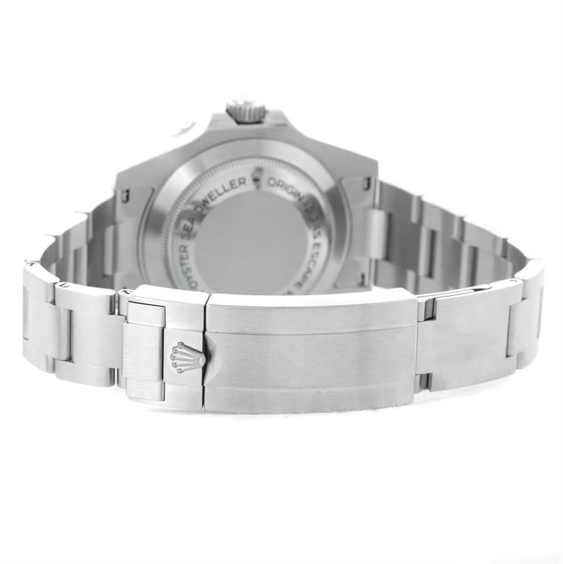 The image shows the back case and bracelet of a Rolex Sea-Dweller 116600 Men's Stainless Steel Black Dial 116600 Men's Stainless Steel Black Dial watch from a rear angle.