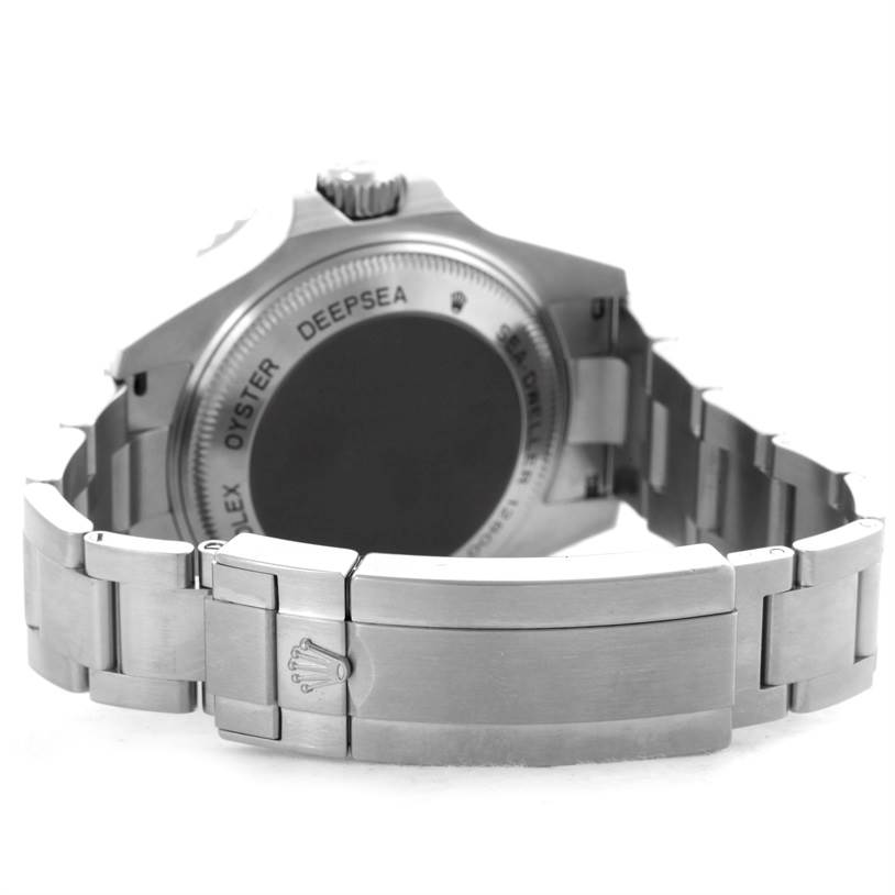 The image shows the back case and stainless steel strap of a Rolex Sea-Dweller 116660 Men's Stainless Steel Black Dial 116660 Men's Stainless Steel Black Dial watch from a rear angle.