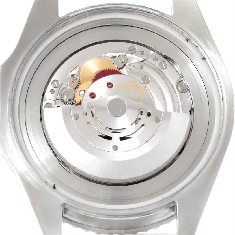 The image shows the caseback angle of the Rolex Sea-Dweller 116660 Men's Stainless Steel Black Dial 116660 Men's Stainless Steel Black Dial watch, revealing its intricate mechanical movement.